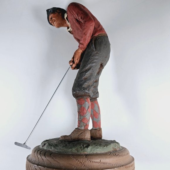 The Golfer, Sculpture by Michael Garman Signed 1987 11" tall base 6" wide - Picture 5 of 8